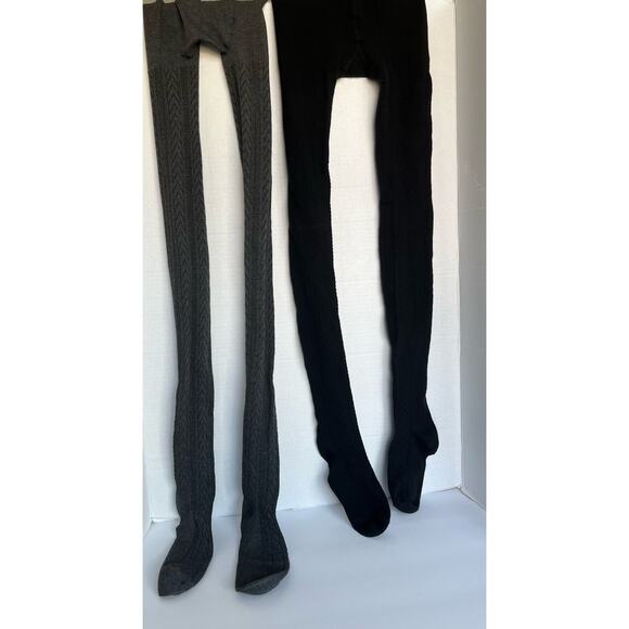 NWT 2 Pair of Old Navy Textured Black and GrayWinter Warm Tights Size XL - Picture 2 of 9